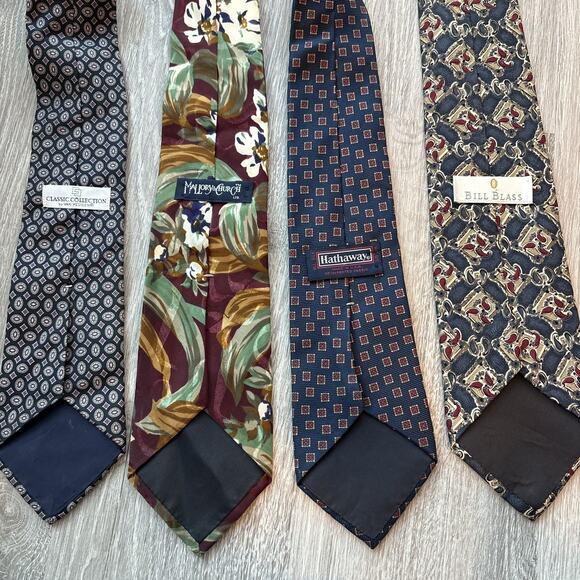 Lot of 4 Vintage Silk Ties Bill Blass Hathaway Mallory Church Van Heusen - Picture 3 of 7